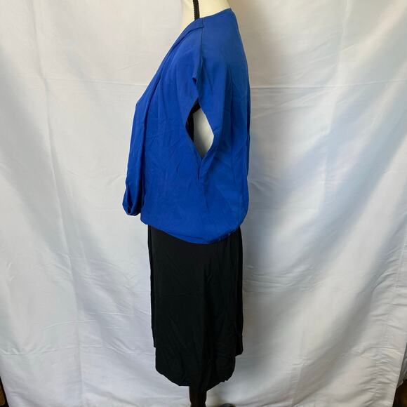 Diane Von Furstenberg Women's Reara Colorblock Silk Dress Size 10 Blue and Black - Picture 5 of 12